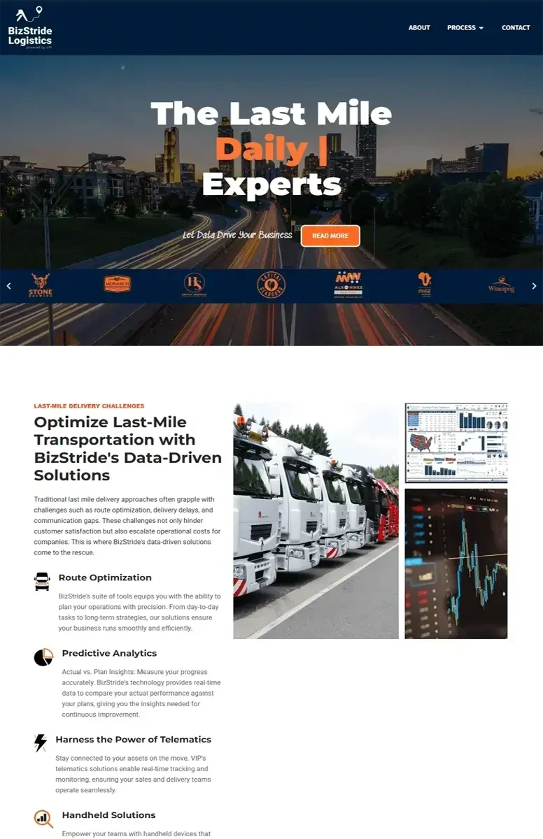 BizStride Current Landing Page Design